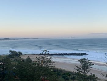 Scenic view of sea against clear sky