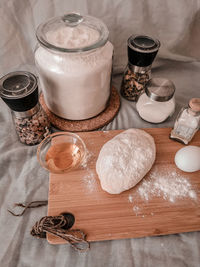 High angle view of food on table