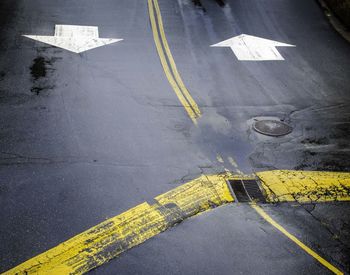 Arrow signs on road