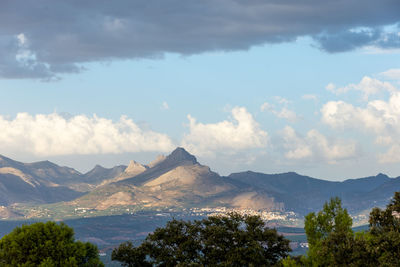 Scenic view of mountains against sky