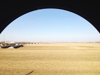 Scenic view of field against clear sky