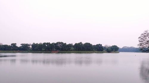 Scenic view of lake against clear sky