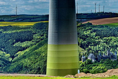 Scenic view of farm against sky