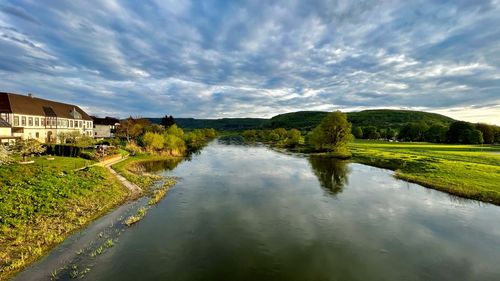 Scenic view of lake against sky