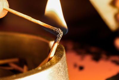 Close-up of burning matches 