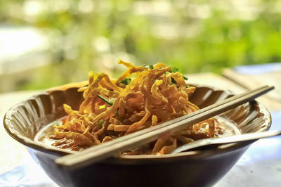 Bowl of thai curry noodles