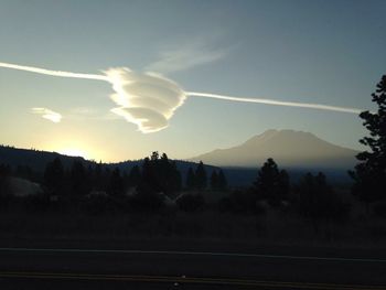 Scenic view of landscape against sky during sunset