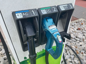 High angle view of information sign