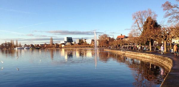 Reflection of buildings in water