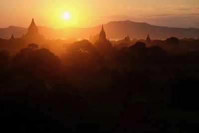 Silhouette of temple during sunset