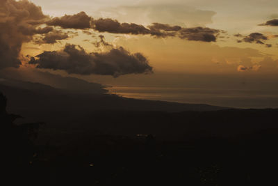 Scenic view of silhouette landscape against sky during sunset