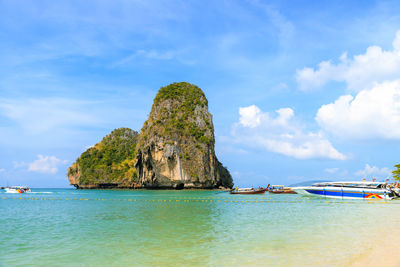 Turquoise crystal clear sea water at phra nang beach, krabi, thailand