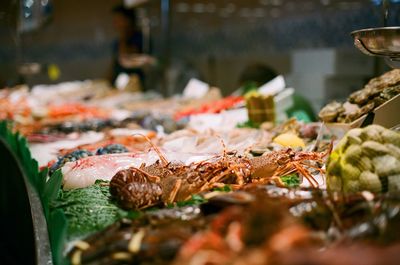 Shrimp for sale at fish market