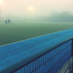 Hockey field during foggy weather