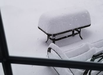 Close-up of snow on car during winter