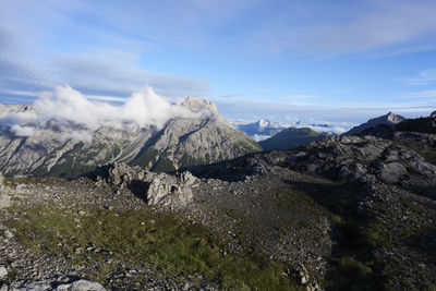 Scenic view of mountains against sky