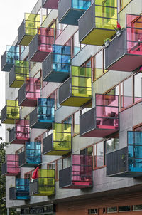 Apartment building with colorful balconies