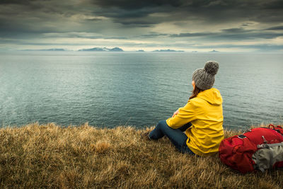 Beautiful backpacker tourist in iceland