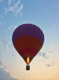 Low angle view of hot air balloon against sky