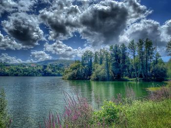 Scenic view of lake against sky