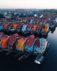 High angle view of townscape against sky