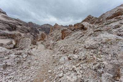 Scenic view of rocky mountains against sky