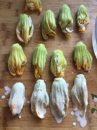 High angle view of vegetables on cutting board