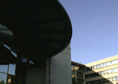 Low angle view of modern building against sky