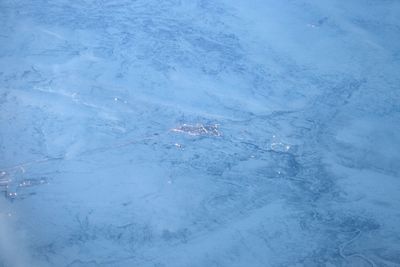 High angle view of snow on landscape