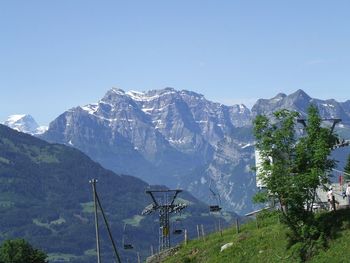 Scenic view of mountains against clear sky