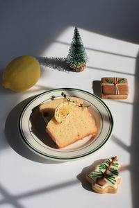 High angle view of food on table