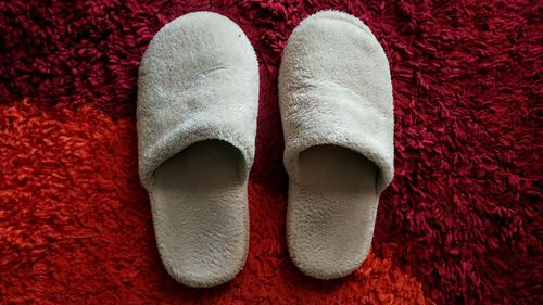 High angle view of slippers