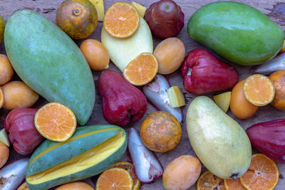 Full frame shot of multi colored fruits in market