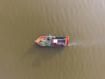 High angle view of boat in water