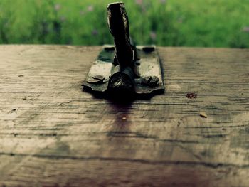 Close-up of wood on table