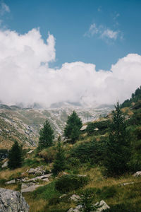 Scenic view of mountains against sky