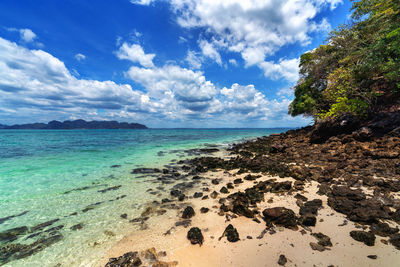 Scenic view of beach against sky