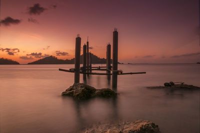 Scenic view of sea during sunset