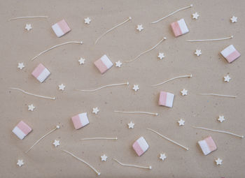 High angle view of heart shape on paper