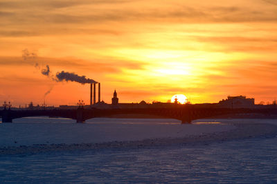 Silhouette of landscape at sunset