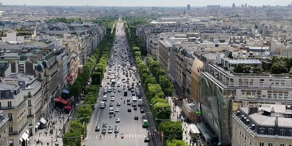 High angle view of city street