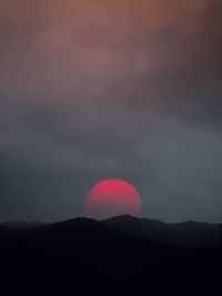 Scenic view of silhouette mountain against sky during sunset