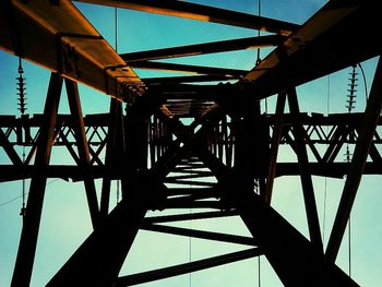 Low angle view of suspension bridge