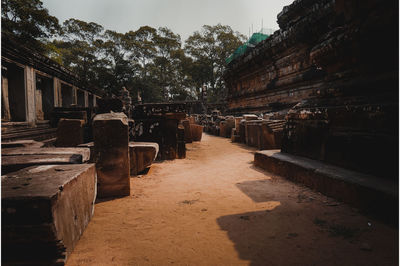 View of old temple amidst buildings