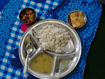 High angle view of food in bowl