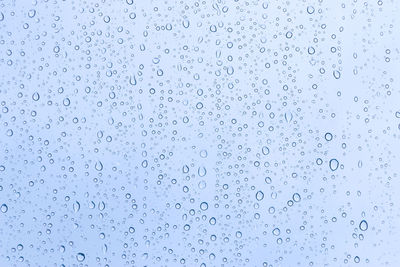 Full frame shot of raindrops on glass window