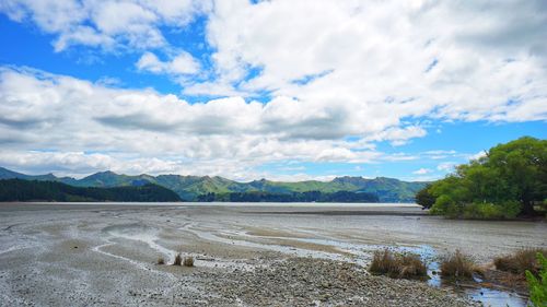 Scenic view of lake against sky