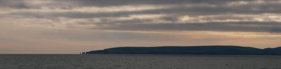 Scenic view of sea against dramatic sky