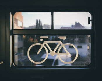 Close-up of train window
