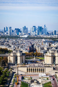 High angle view of buildings in city